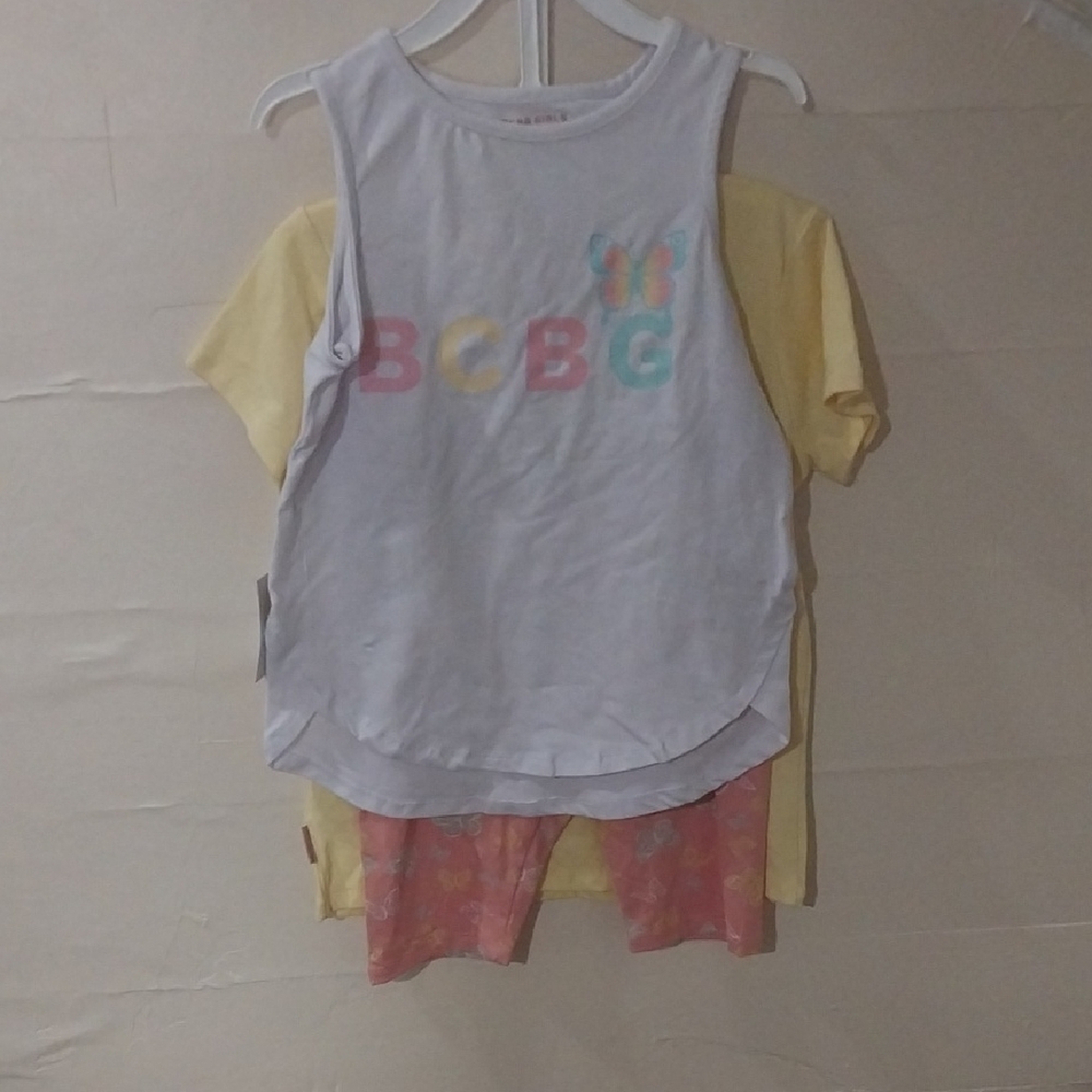 BCBG Kids White Tank with Yellow Layer Shirt With Shorts